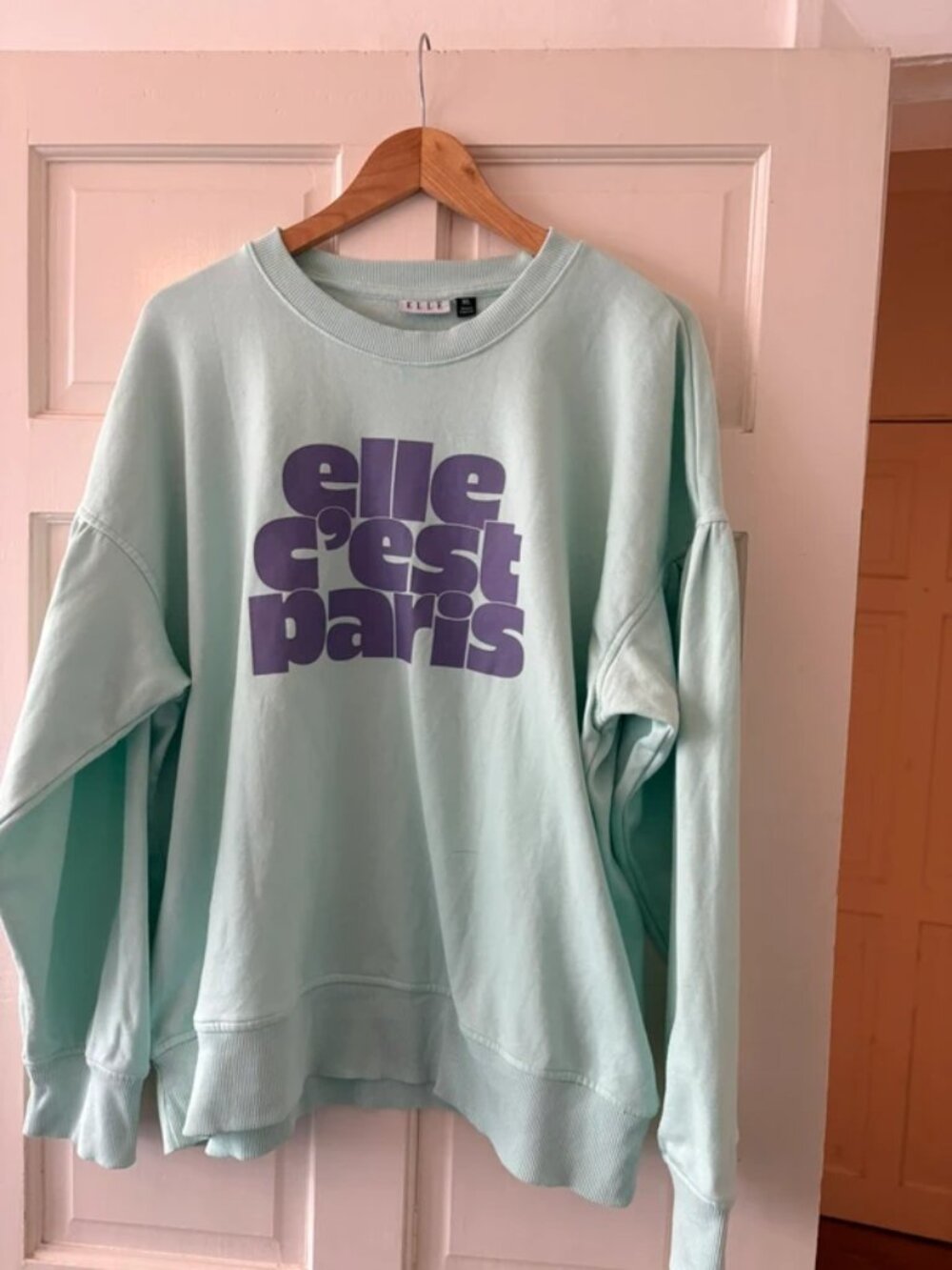 ELLE Women's Mint Green Graphic Sweatshirt - Size XL